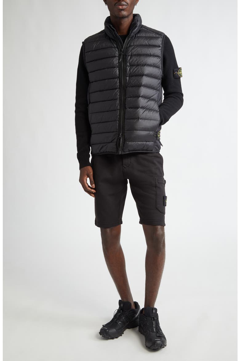 Nylon Down Puffer Vest, Alternate, color, BLACK