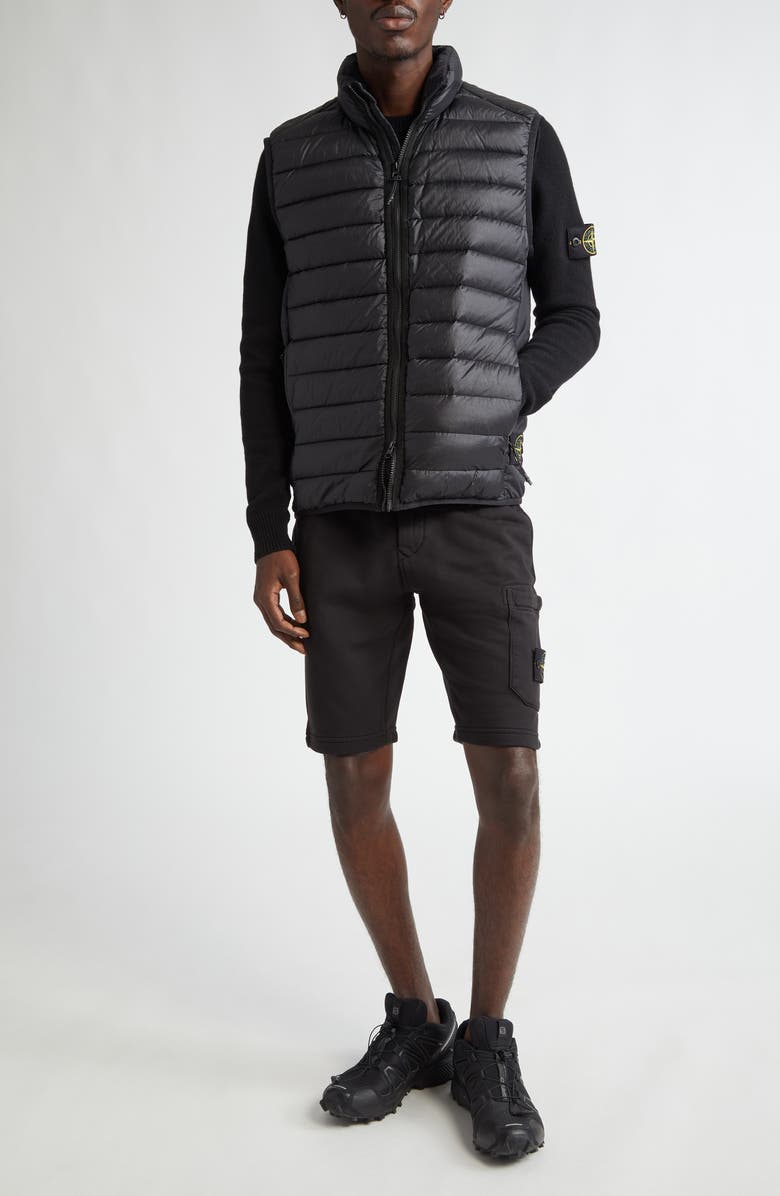 Stone Island Fleece Drawstring Cargo Shorts, Alternate, color, Black