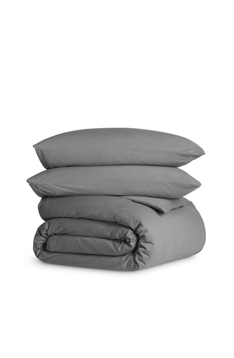 Bare Home Organic Cotton Jersey Duvet Cover & Pillowcase Set, Main, color, Grey
