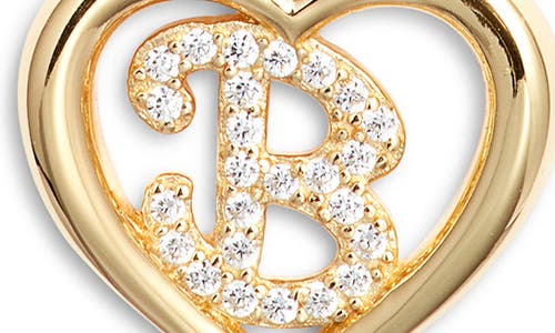 Argento Vivo Sterling Silver Heart Cubic Zirconia Initial Pendant Necklace In Gold