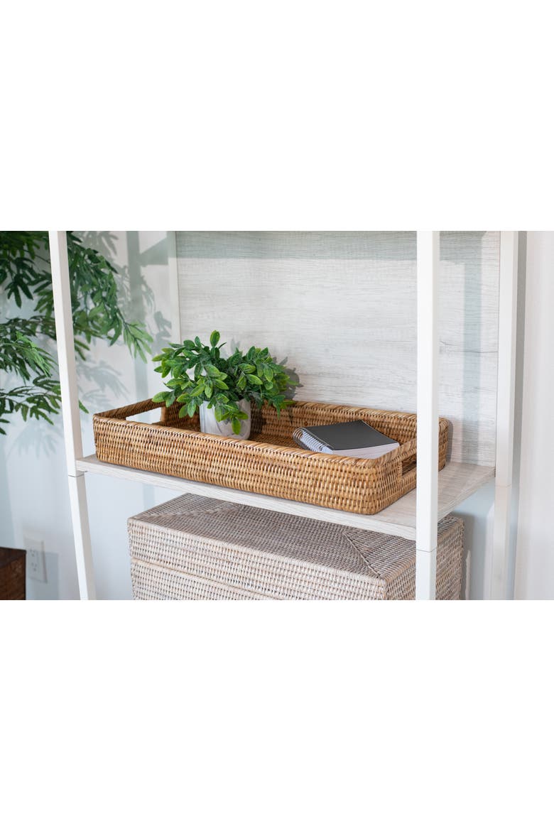 Artifacts Rattan Rectangular Tray with Rounded Corners, Alternate, color, Honey Brown