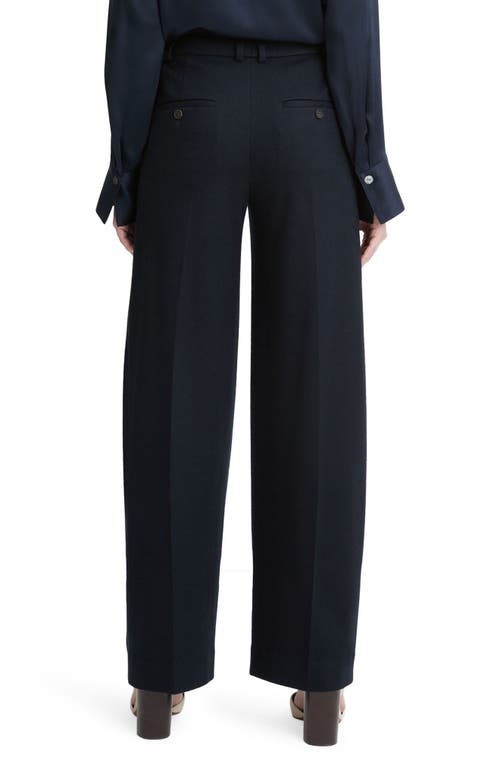 Vince Cozy Pleated Wool Blend Pants In Blue