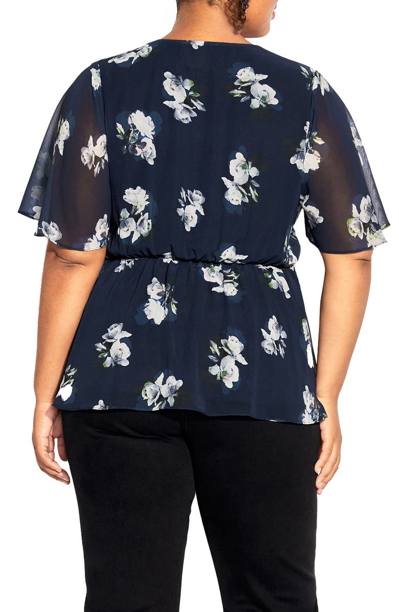 City Chic Carmen Floral Faux Wrap Top, Alternate, color,