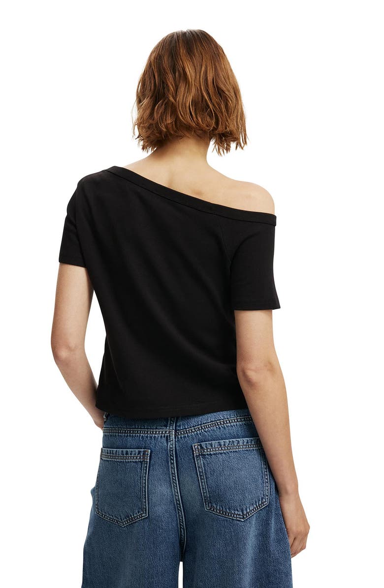 Cotton On Women's Arlie Asymmetric Short Sleeve, Alternate, color, Black