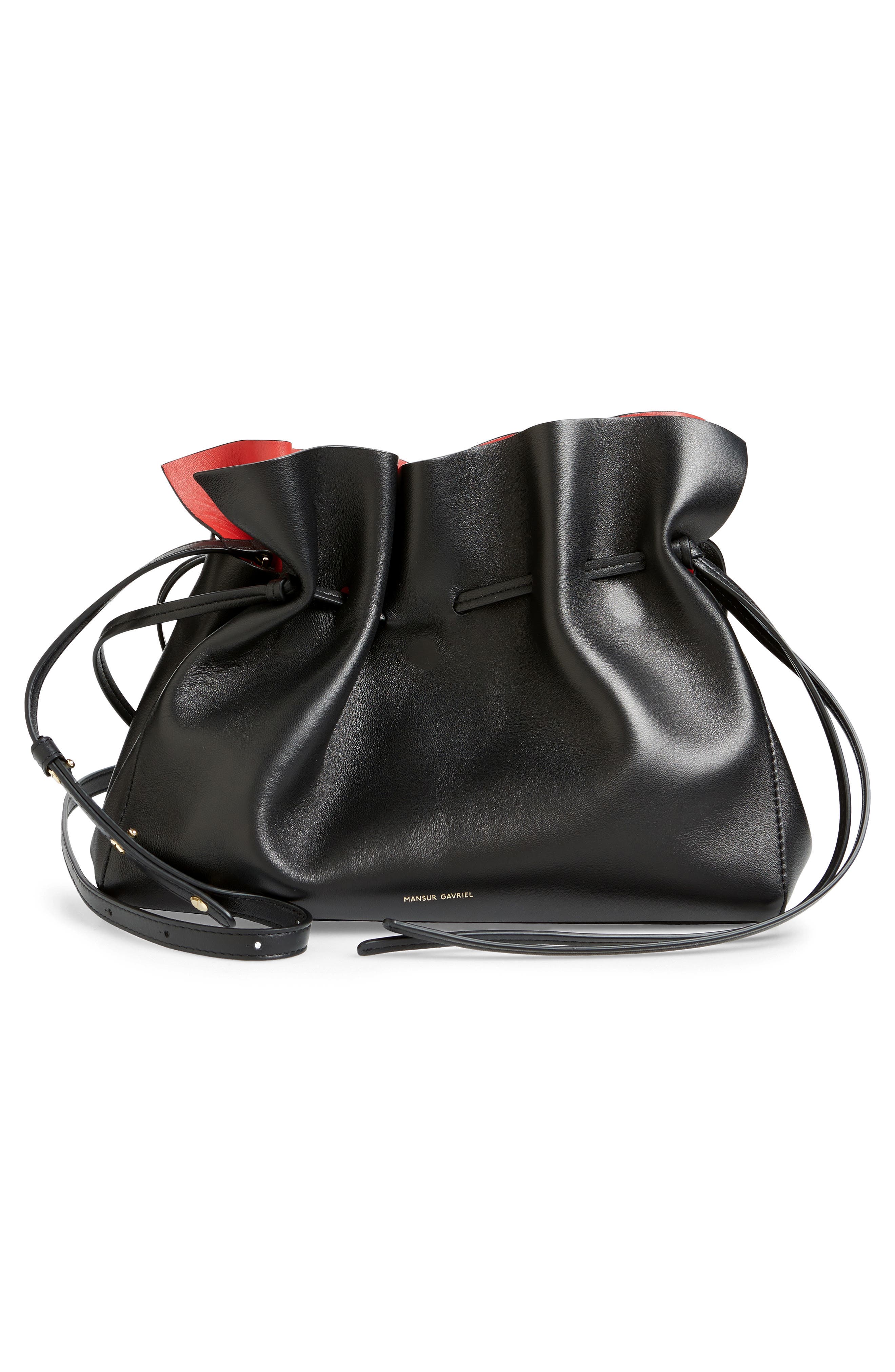 Mansur Gavriel Lambskin Leather Drawstring Bag, Main, color, 