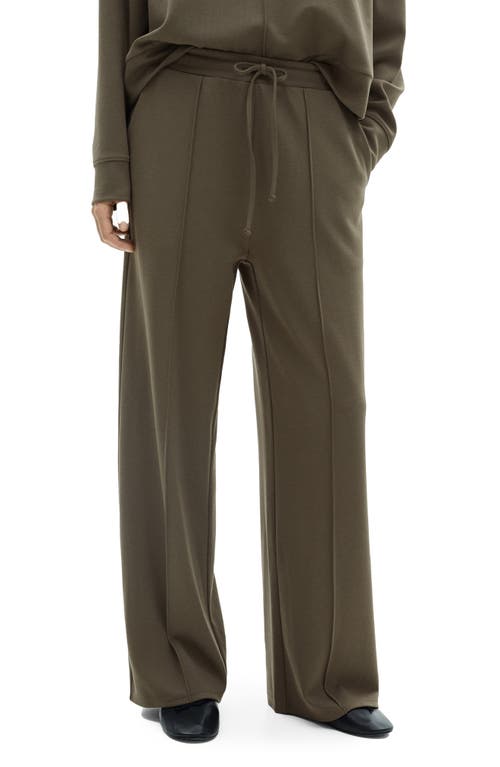 Mango Tie Waist Wide Leg Pants In Khaki Green
