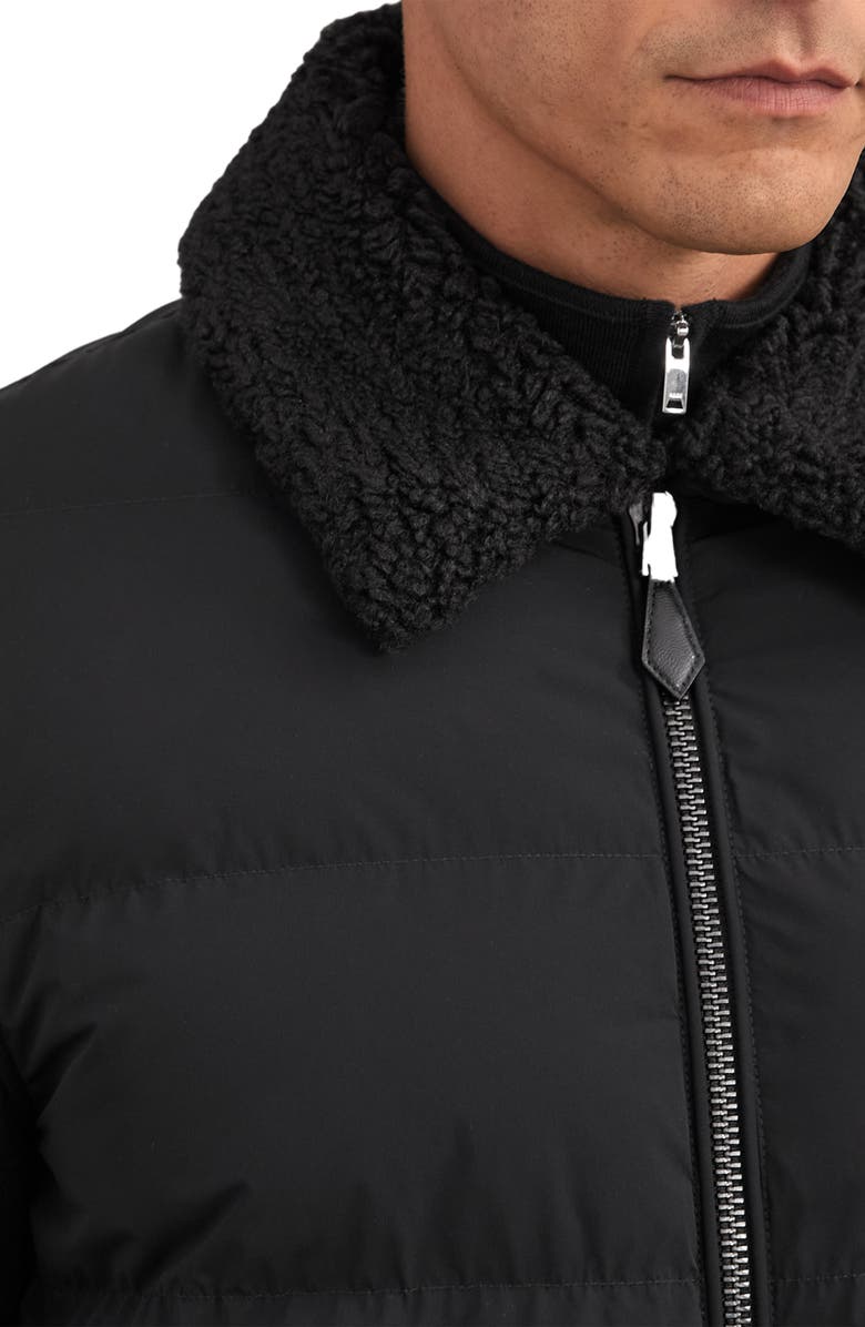 Reiss Maximus Mixed Media Quilted Puffer Jacket, Alternate, color, Black