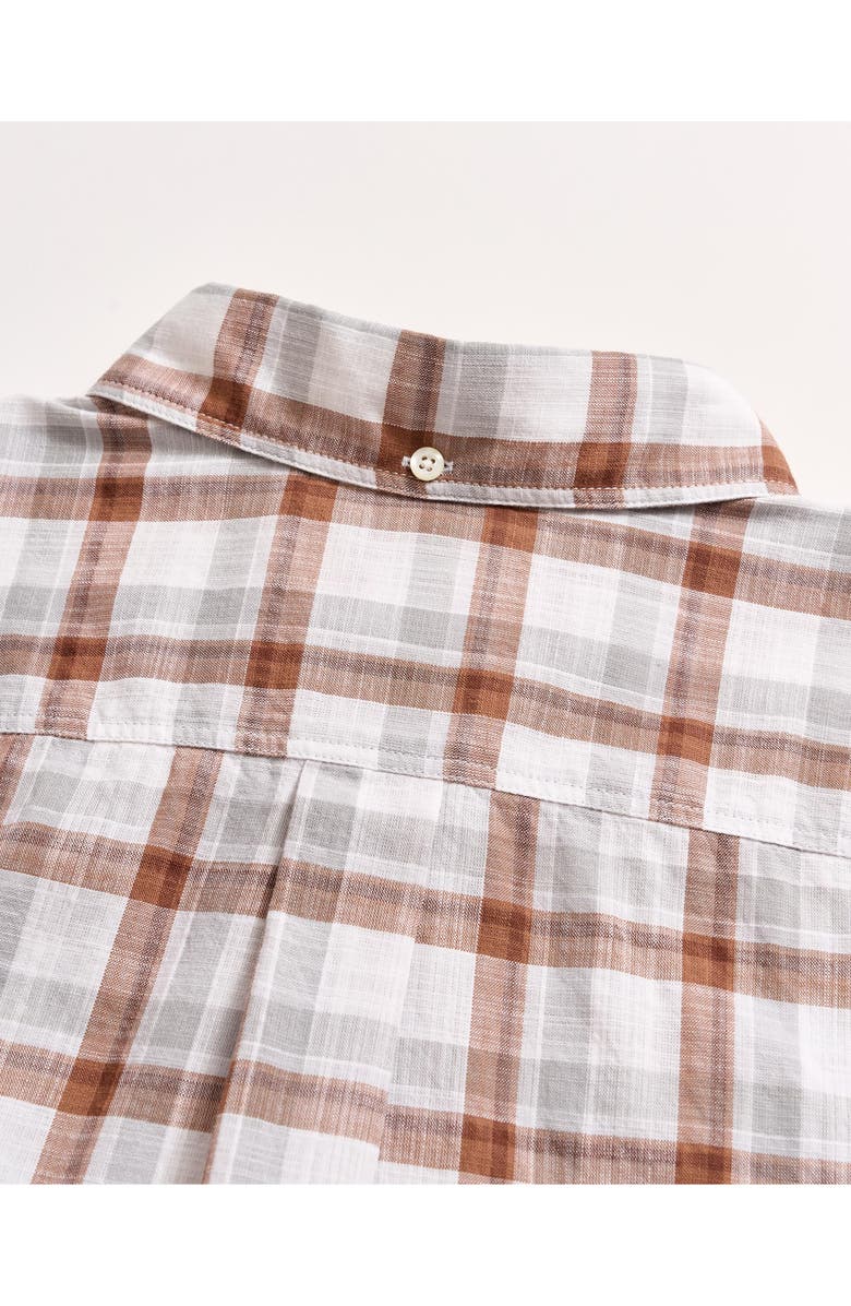 Billy Reid Tatter Plaid Short Sleeve Button-Down Shirt, Alternate, color, Oak/ Multi