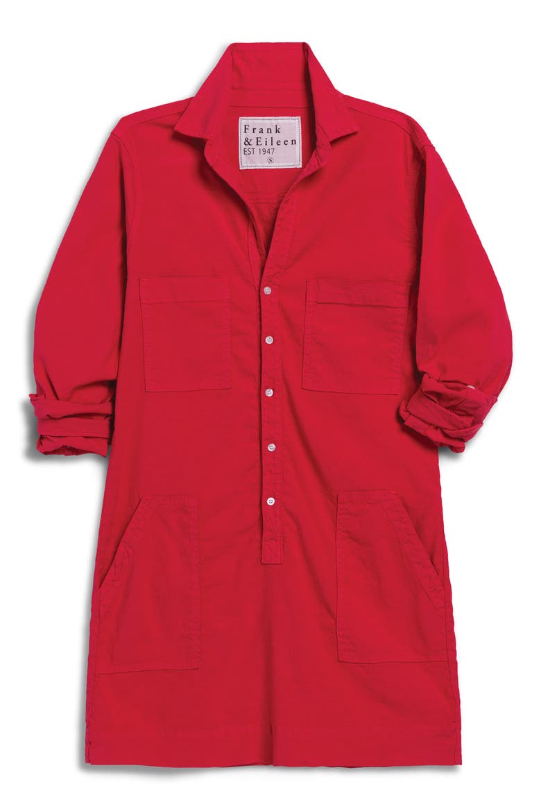 Ireland Patch Pocket Long Sleeve Shirtdress, Alternate, color, WASHED RED