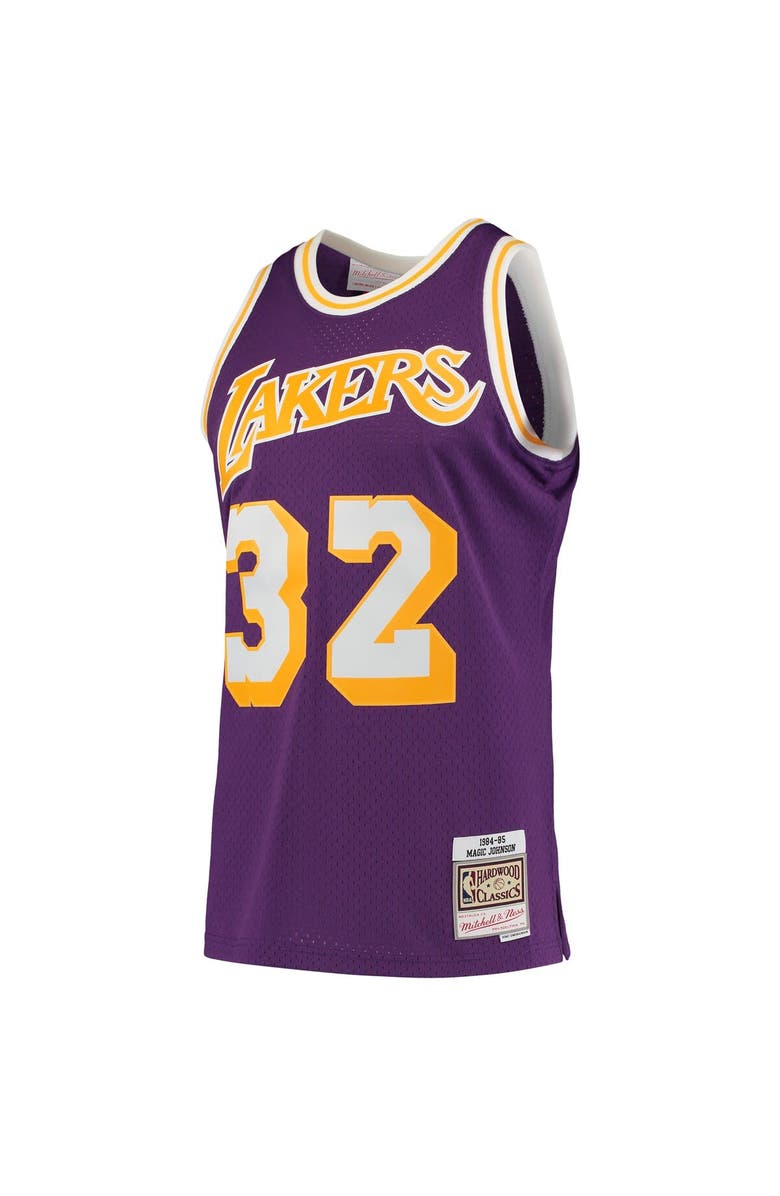 Mitchell & Ness Men's Mitchell & Ness Magic Johnson Purple Los Angeles Lakers 1984/85 Hardwood Classics Swingman Jersey, Alternate, color, Purple