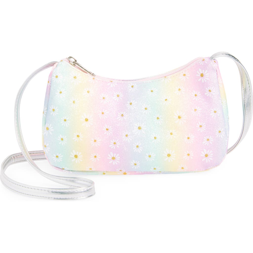 Capelli New York Kids' Glitter Daisies Faux Leather Crossbody Bag In Pink Multi Combo