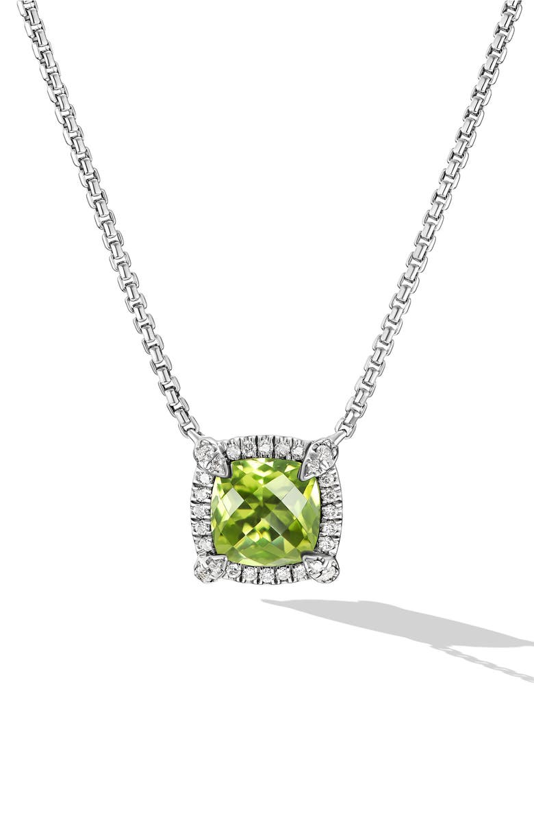 David Yurman Petite Chatelaine Pavé Bezel Pendant Necklace in Sterling Silver, Main, color,