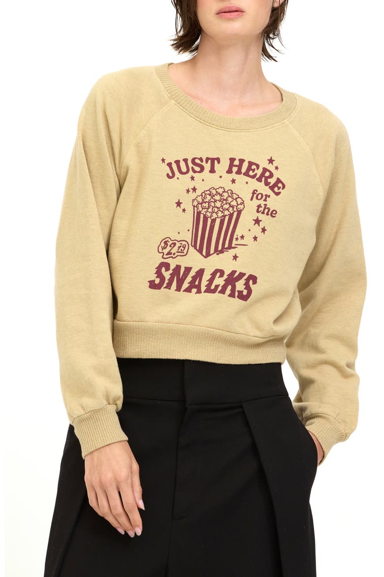 Snacks Shrunken Graphic Sweatshirt, Main, color, CAMEL