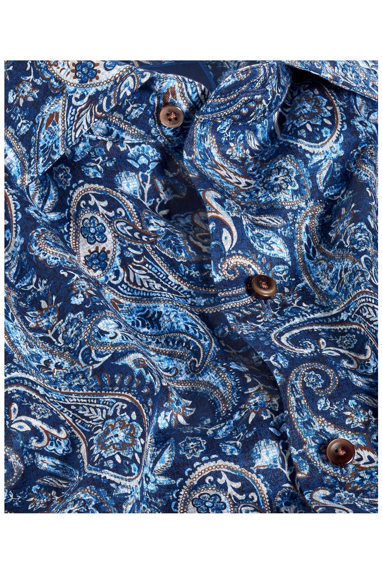 Paisley Sport Shirt, Alternate, color, NAVY/ CHOCOLATE