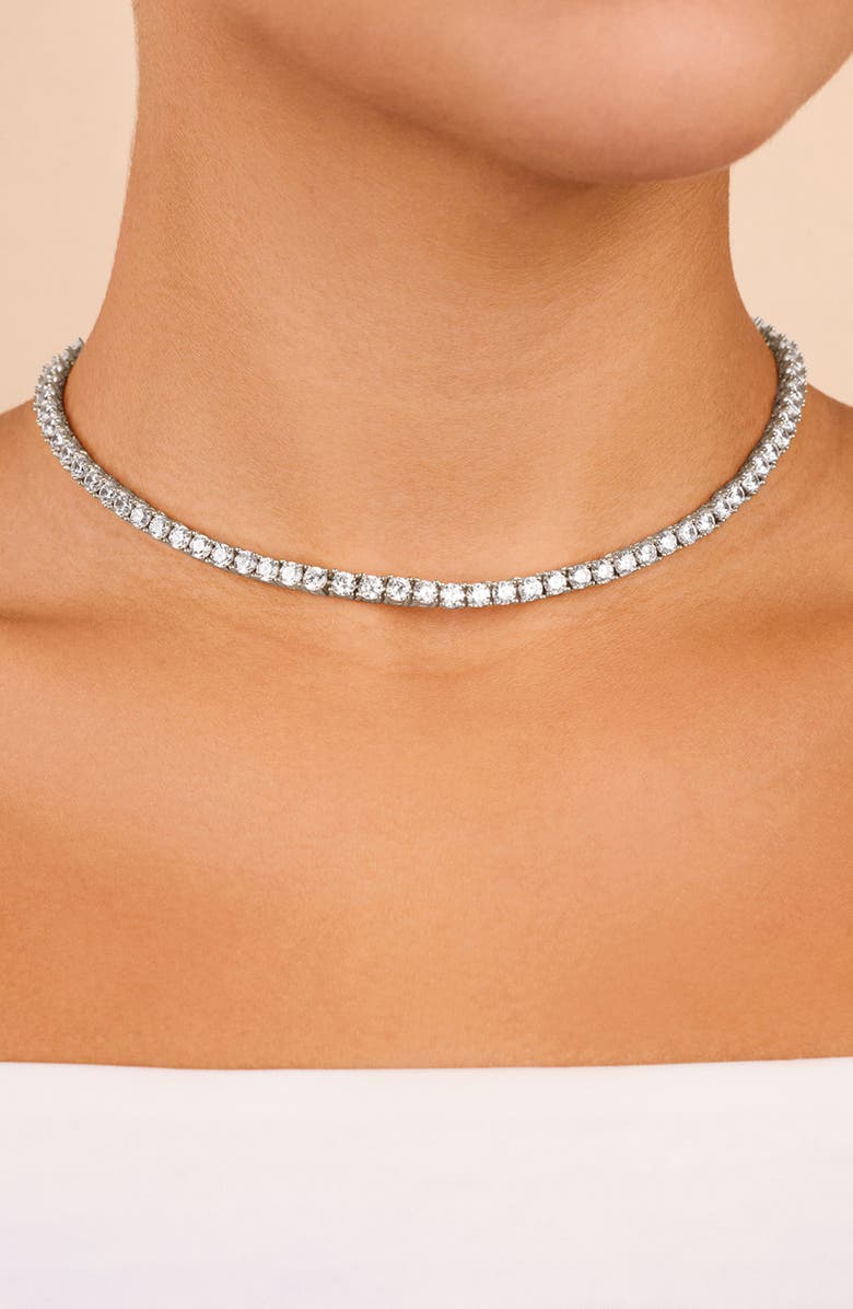 Sterling Forever Jadon Slide Tennis Necklace, Alternate, color, Silver