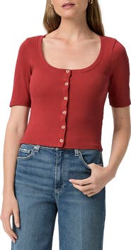 PAIGE Evette Short Sleeve Button-Up Sweater