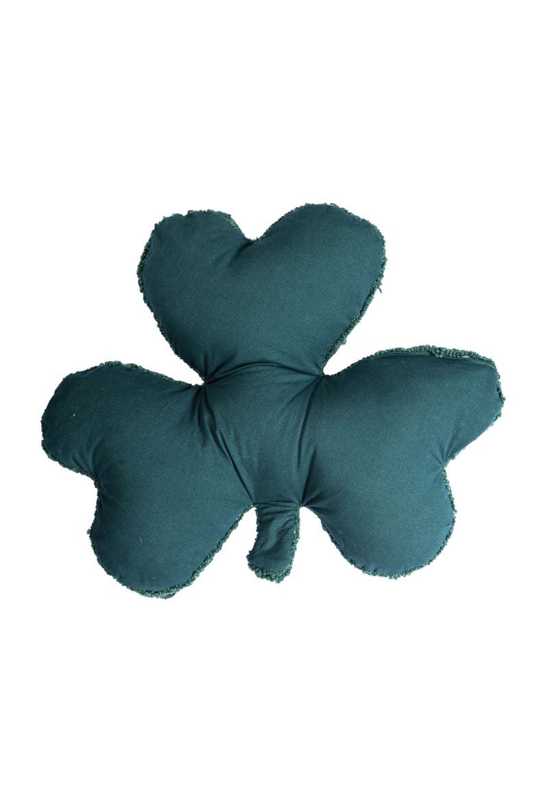 Clover Shaped St. Patrick's Day Hooked Accent Throw Pillow 18" x 20", Alternate, color, Green