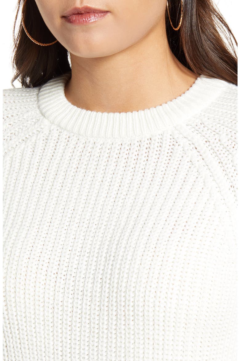 Shaker Stitch Crewneck Sweater, Alternate, color, SNOW