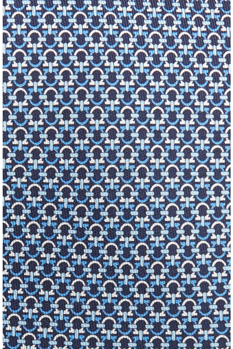 Gancini Pattern Silk Tie, Alternate, color, F.NAVY/ AZZURRO