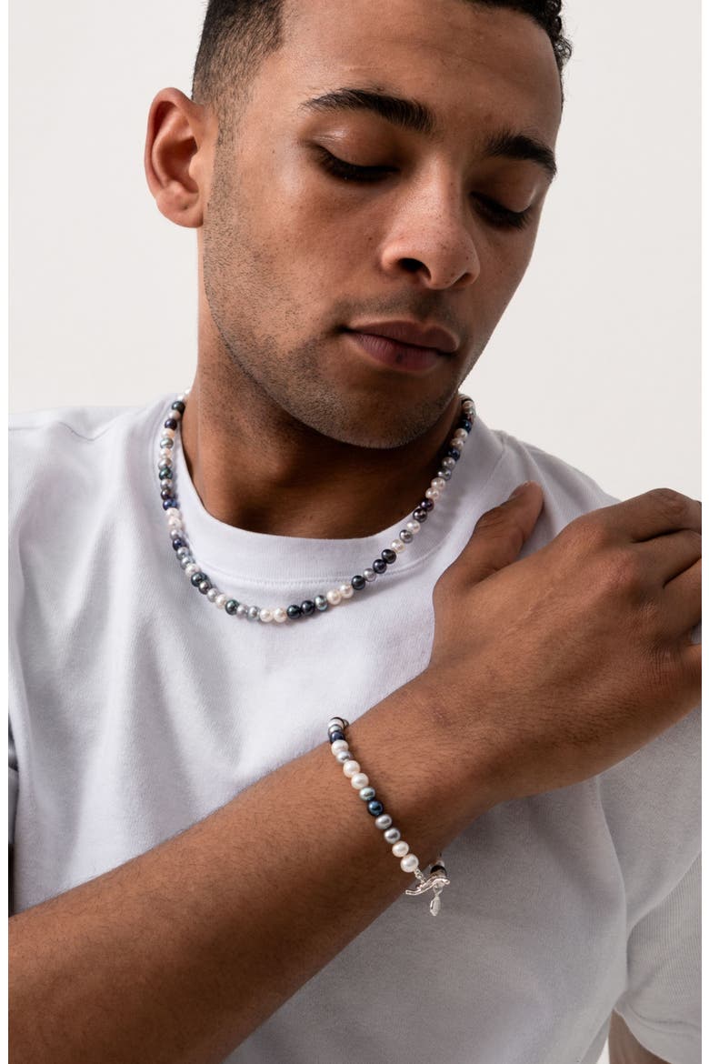 Men's Mixed Pearls Bracelet, Alternate, color, Sterling Silver