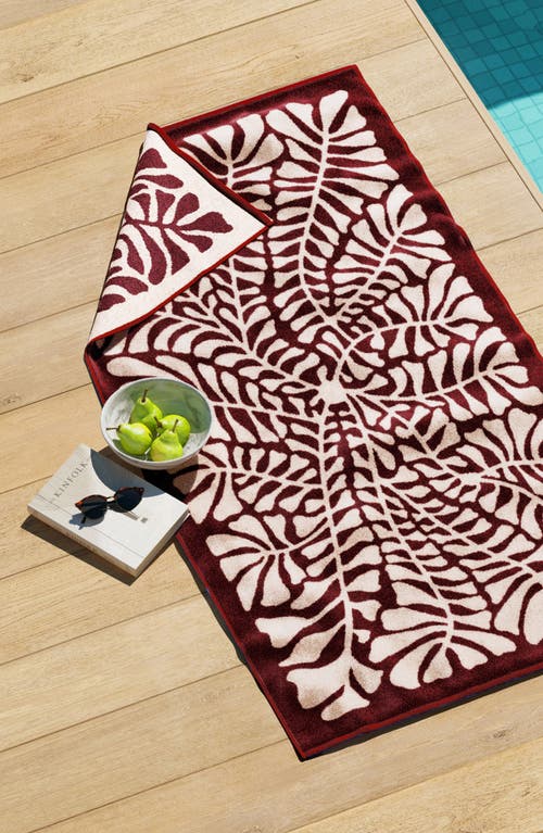 Woven & Weft Oversize Beach Towel In Terracotta Retro Leaves