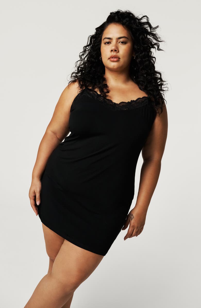 Posh Peanut Lace Chemise, Alternate, color, Black