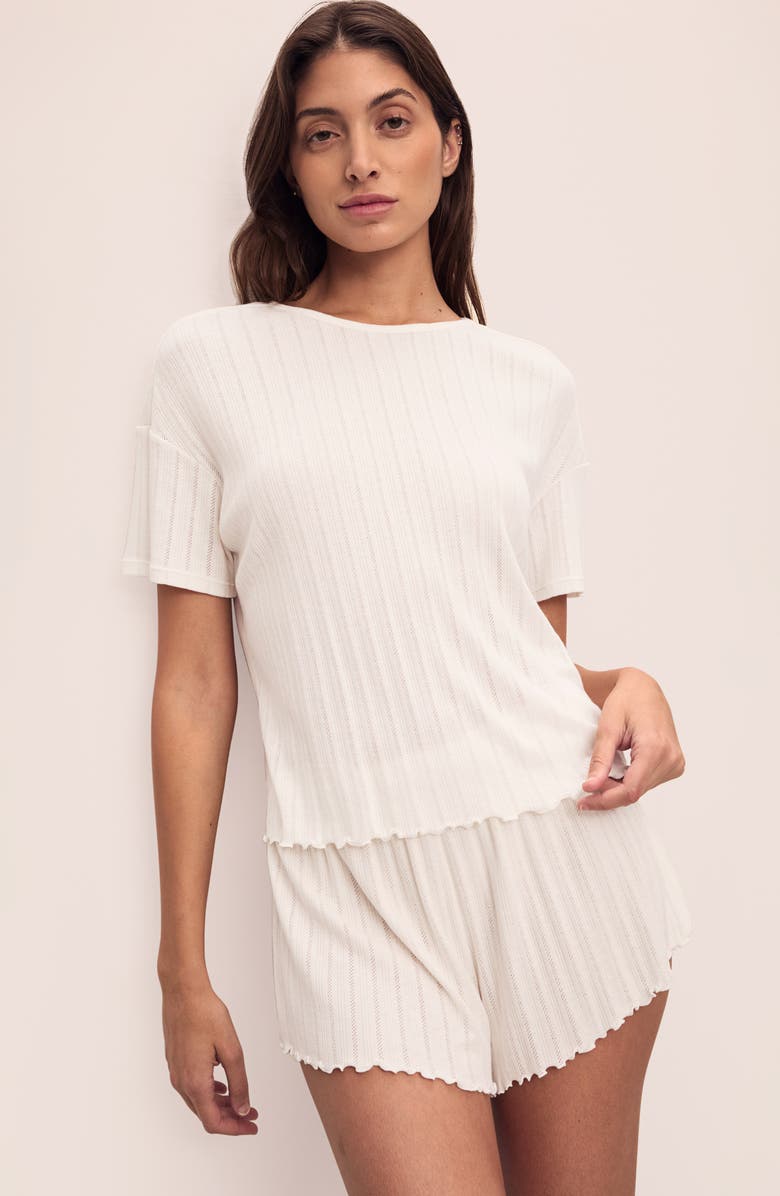 Eberjey Pointelle Rib Pajama Top, Alternate, color, Ivory
