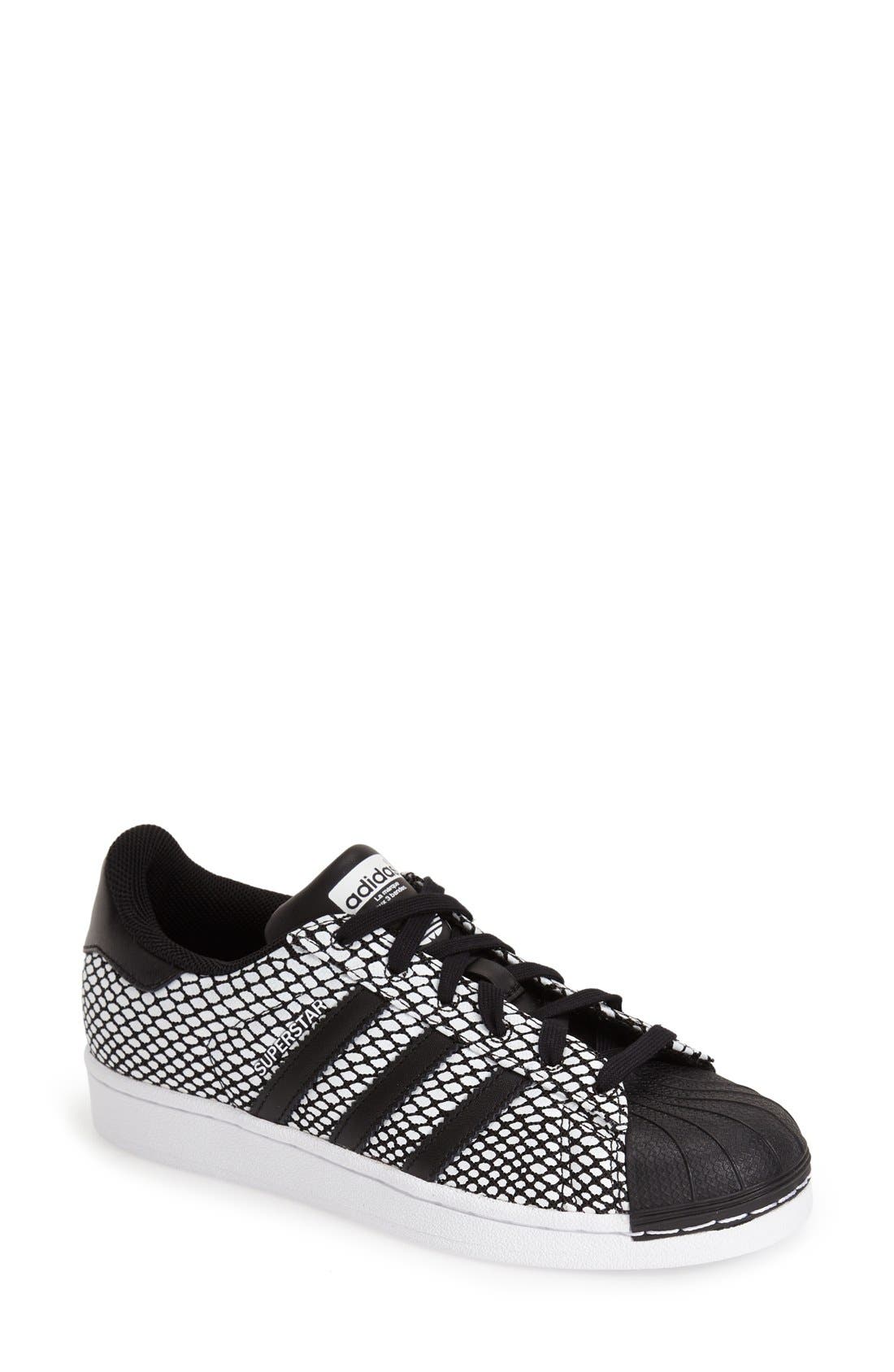adidas 'Superstar' Snake Embossed Sneaker, Main, color, 