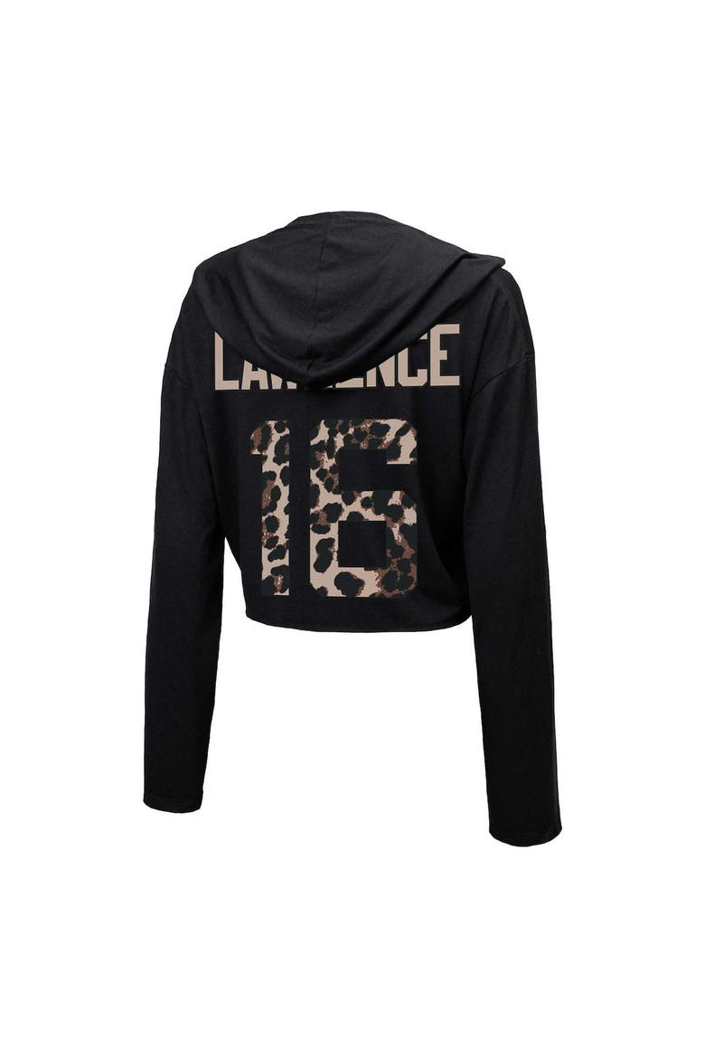 Women's Majestic Threads Trevor Lawrence Black Jacksonville Jaguars Leopard Player Name & Number Long Sleeve Cropped Hoodie, Alternate, color, Black