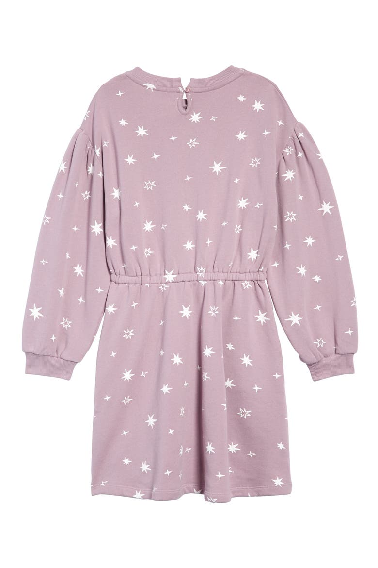 Kirsten Star Sweatshirt Dress, Alternate, color, PURPLE