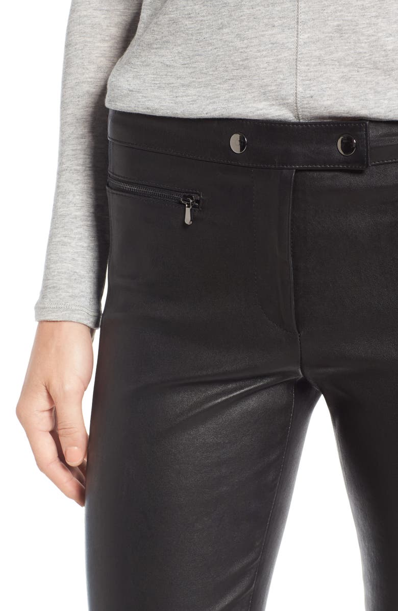 Nordstrom Signature Stretch Leather Biker Pants, Alternate, color, 