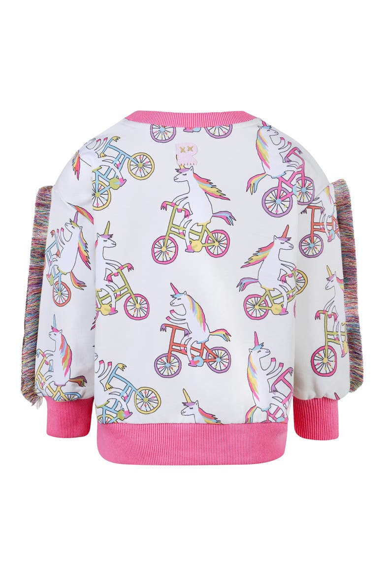 Kids' Funky Fringe Unicorn Print Cotton Sweatshirt, Alternate, color, CREAM