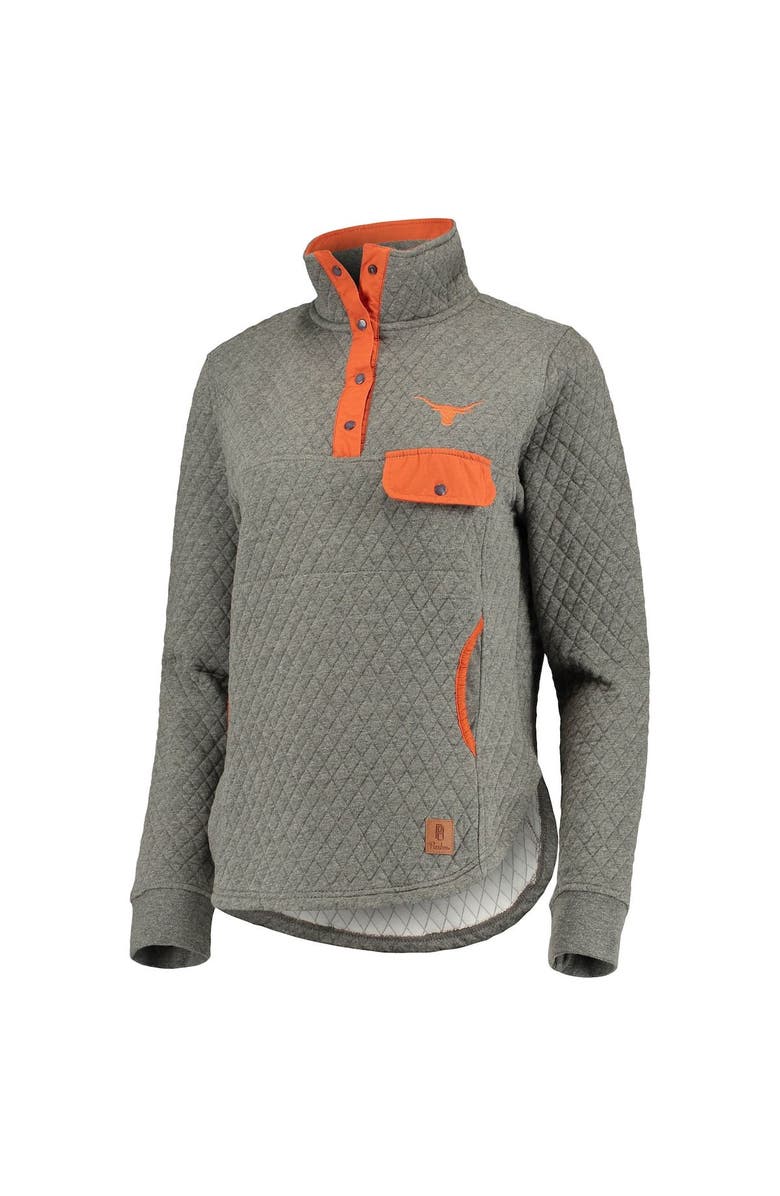PRESSBOX Women's Pressbox Heathered Gray/Texas Orange Texas Longhorns Magnum Quilted Quarter-Snap Jacket, Alternate, color, 