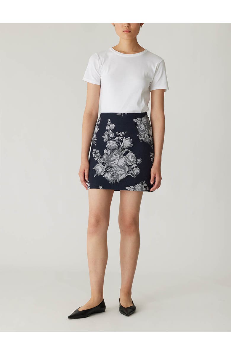 Rebecca Taylor Venice Toile Jacquard Mini Skirt, Main, color, Indigo Combo