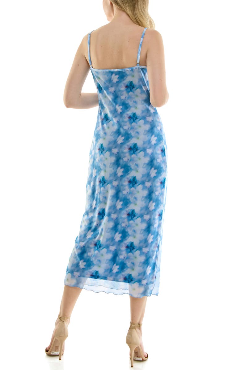 bebe Tropical Mesh Cowl Maxi Dress, Alternate, color, 