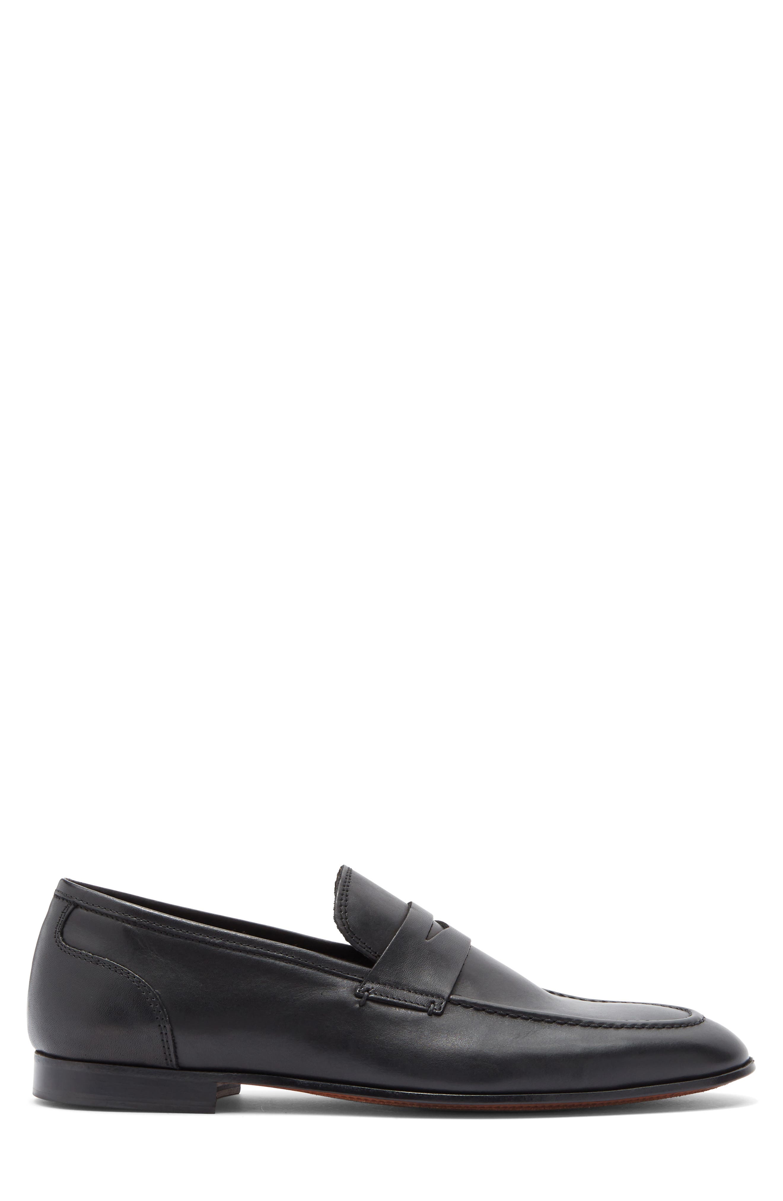 Deville Leather Penny Loafer, Alternate, color, BLACK
