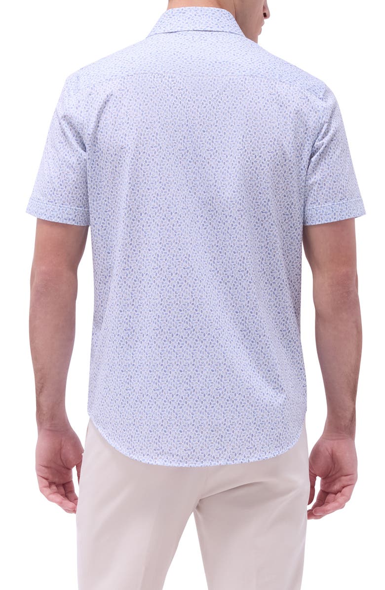 Bugatchi Miles OoohCotton<sup>®</sup> Abstract Print Short Sleeve Button-Up Shirt, Alternate, color, Almond