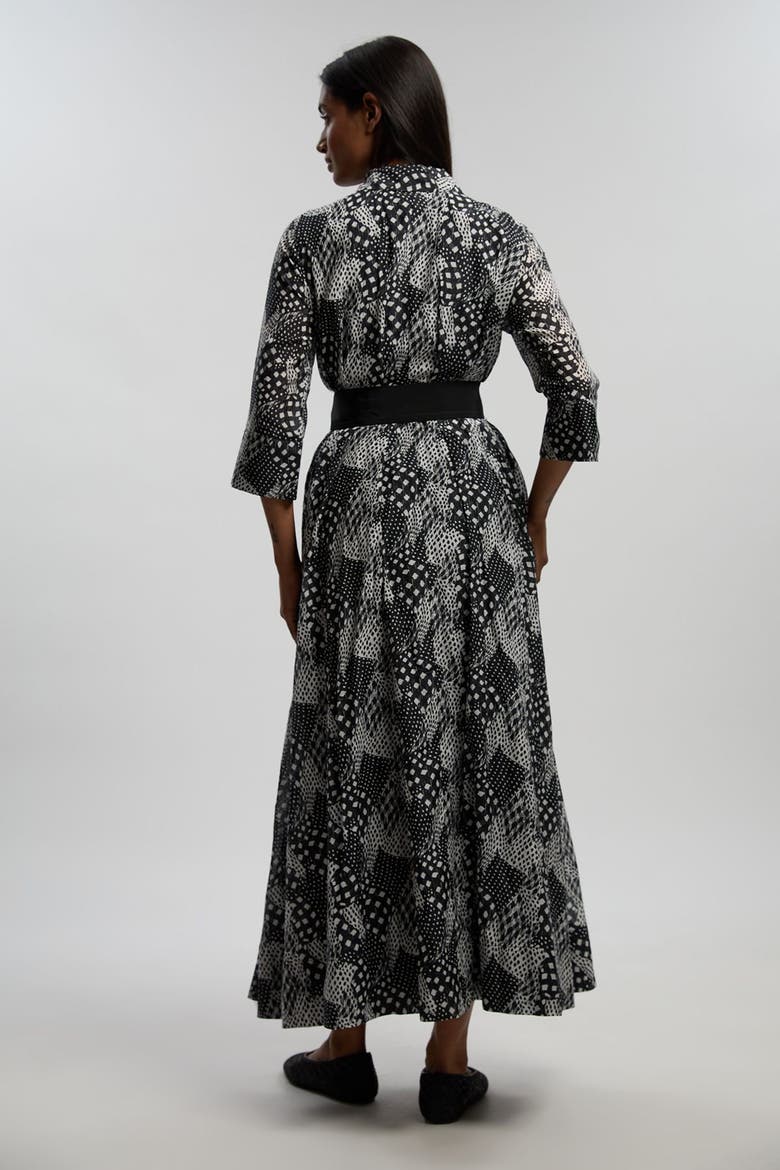 Long Sleeve Sash Waist Shirt Dress, Alternate, color, Mono