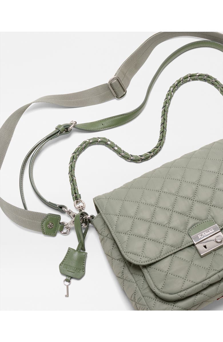 MZ Wallace Medium Crosby Lock Quilted Nylon Crossbody Bag, Alternate, color, Agave Green