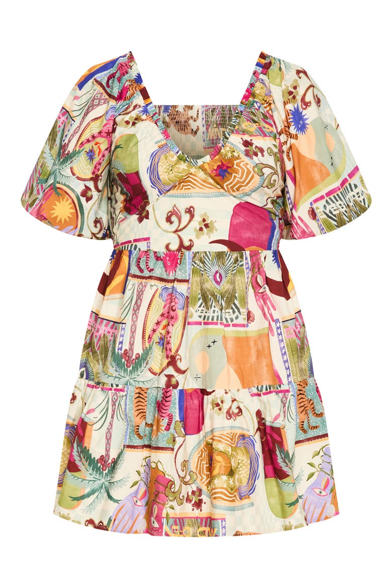 Simona Puff Sleeve Fit & Flare Minidress, Alternate, color, DREAMSCAPE