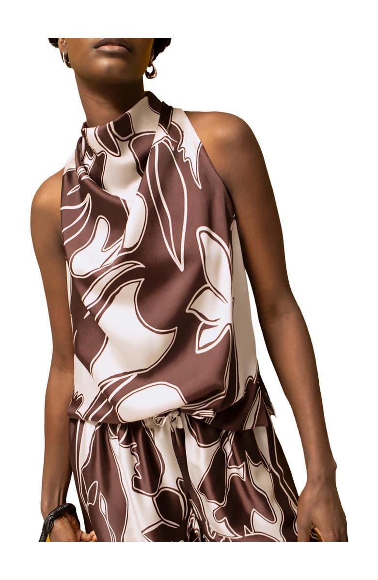 Ro&Zo Swirl Print Drape Top, Alternate, color, Brown