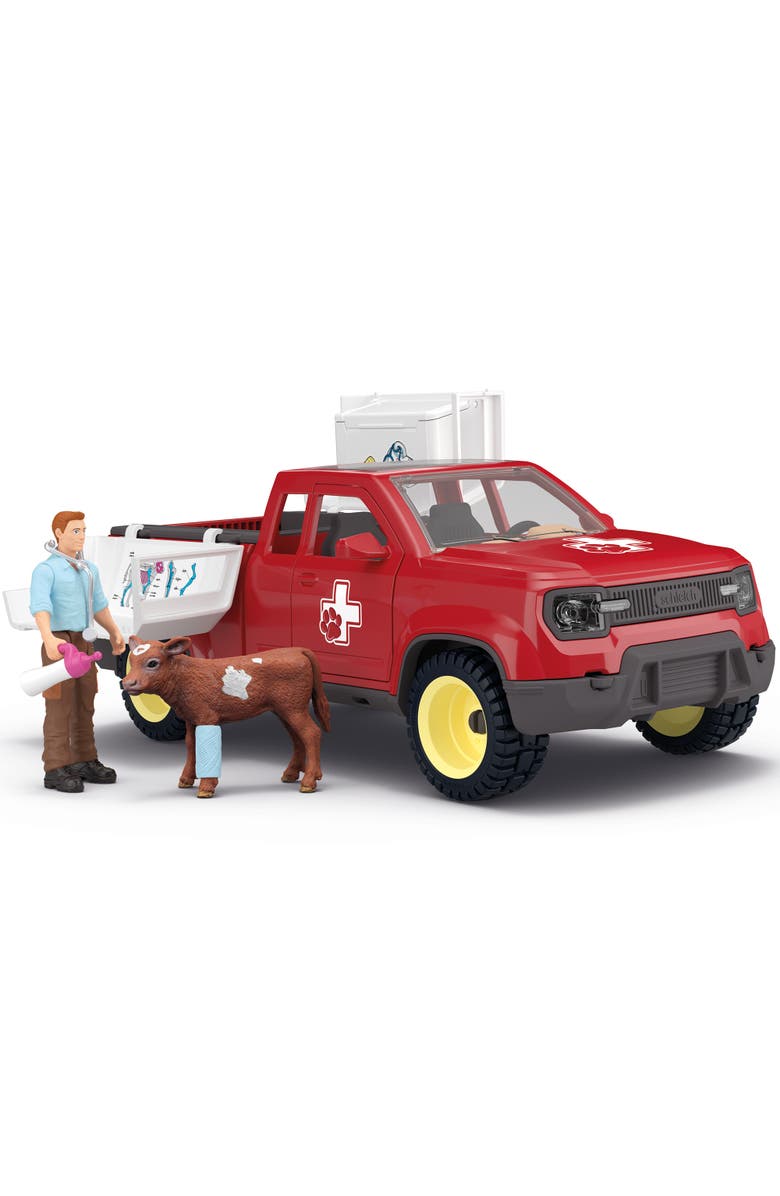 Schleich Farm World, Veterinarian Pick Up At The Farm, 29 Piece Vehicle Playset, Alternate, color, Multicolored