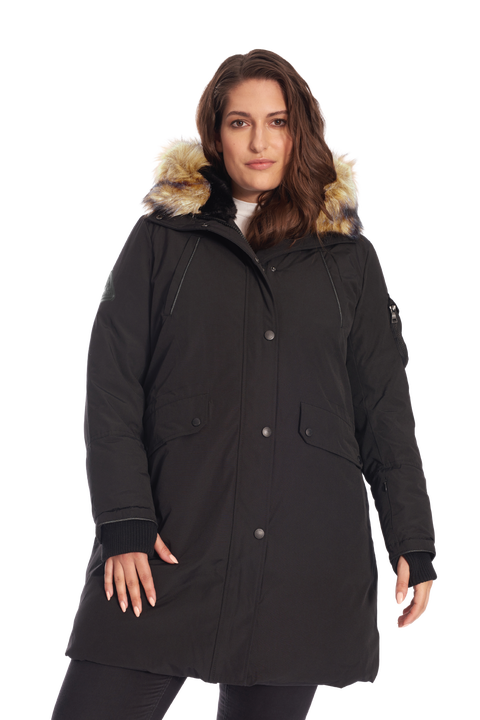 LAURENTIAN PLUS SIZE - Vegan Down Long Parka Winter with Faux Fur Hood