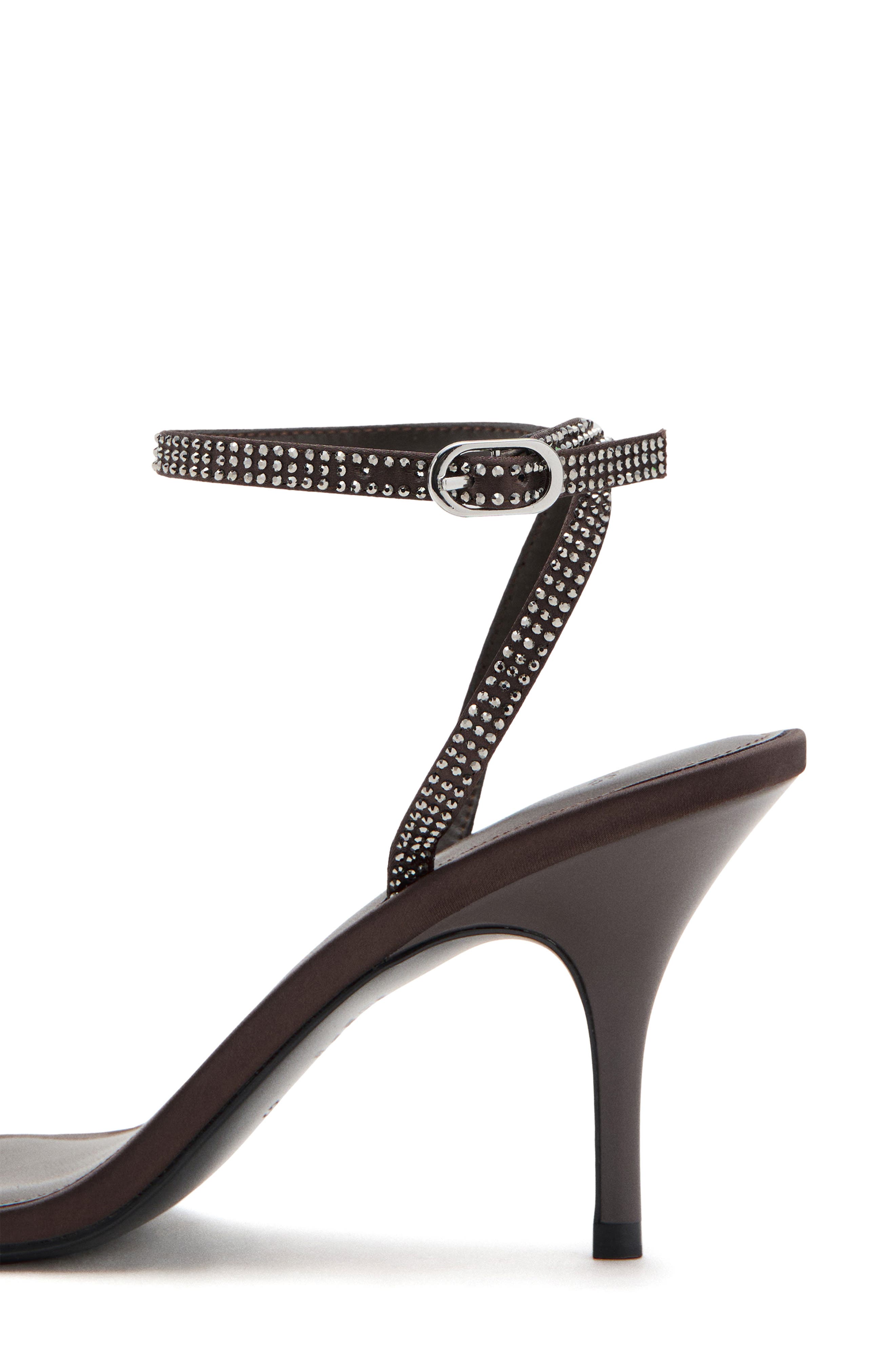 MANGO Embellished Ankle Strap Sandal, Alternate, color, Brown