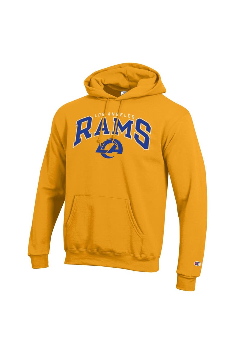 Men's Champion Gold Los Angeles Rams Classic Sol Powerblend Arch Over Logo Hoodie, Main, color, Gold