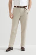Brunello Cucinelli Garment-dyed trousers in peached cotton gabardine