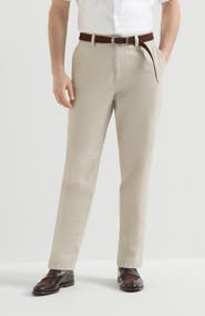 Brunello Cucinelli Garment-dyed trousers in peached cotton gabardine