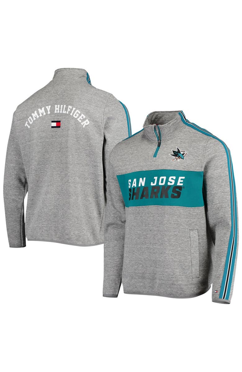 Tommy Hilfiger Men's Tommy Hilfiger Heathered Gray San Jose Sharks Mario Quarter-Zip Jacket, Main, color, 