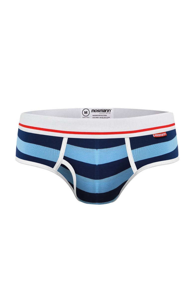 Mosmann Australia Men's Briefs, Alternate, color, Blue Stripes