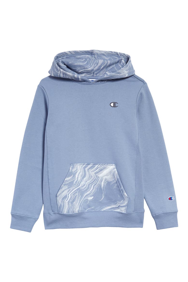 Kids' Marble Flow Hooded Sweatshirt, Main, color, WILDFLOWER PALE BLUE